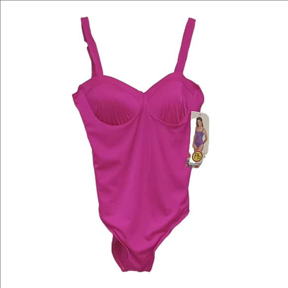 NWT Pb Collections XL One-piece Hot Pink Swimsuit - Picture 1 of 4